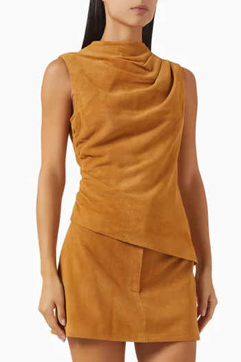 Ruched Top in Leather