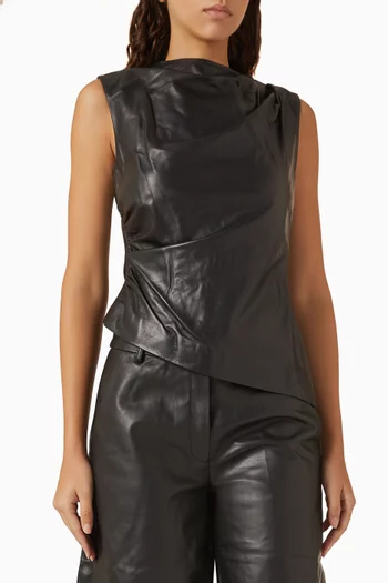 Ruched Top in Leather