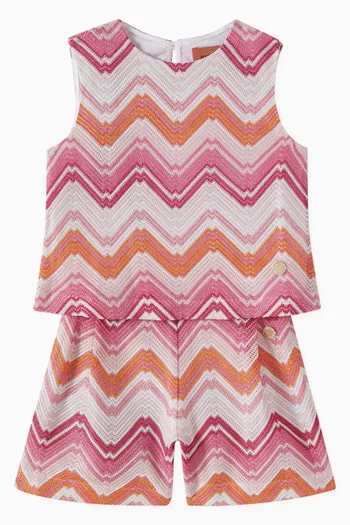 شورت بنقشة خطوط شيفرون مزيج فيسكوز