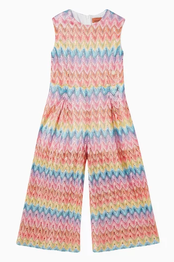 Chevron Jumpsuit in Knit Fabric
