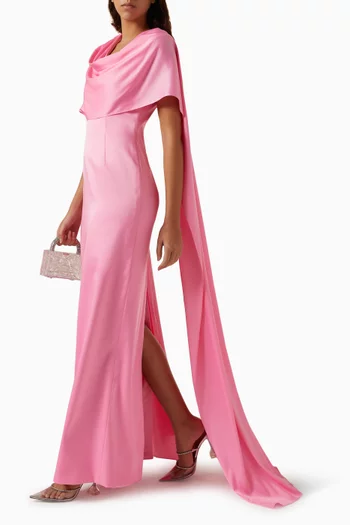 Cape-sleeve Gown