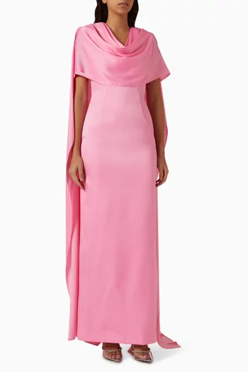 Cape-sleeve Gown
