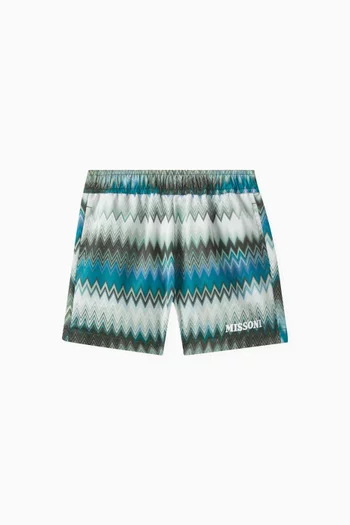 Chevron Print Swim Shorts in Nylon