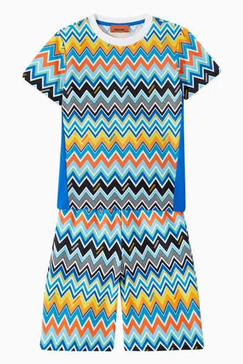 Chevron-print Sweatshorts in Cotton Fleece