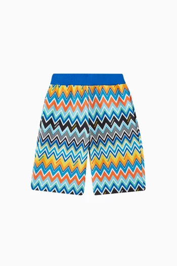 Chevron-print Sweatshorts in Cotton Fleece