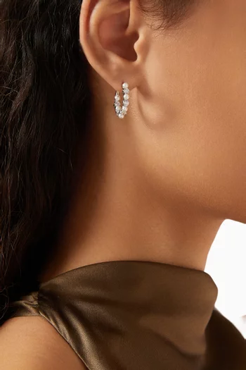 أقراط دائرية ماتريكس معدن مطلي بالروديوم