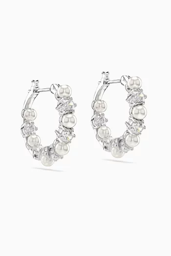 أقراط دائرية ماتريكس معدن مطلي بالروديوم