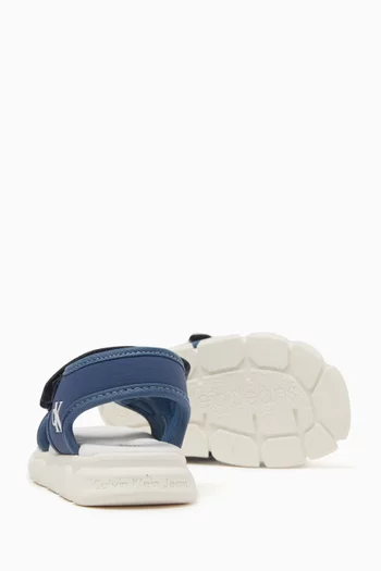 Logo-embossed Sandals in Faux Leather & Fabric