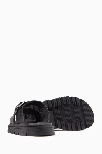 Slip-on Buckle Sandals in Leather