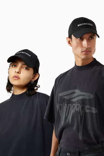 Logo-patch Cap in Cotton Drill
