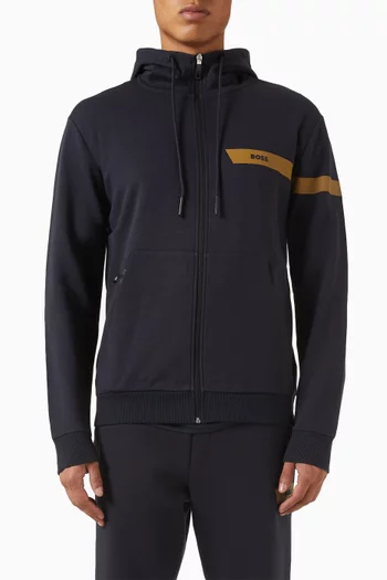 Logo Stripe Hoodie in Stretch Cotton