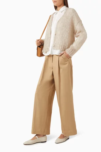 Nebbie Wide-leg Pants in Cotton-gabardine