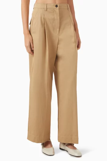 Nebbie Wide-leg Pants in Cotton-gabardine