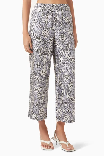Eusebio Cropped Pants in Silk Crepe de Chine