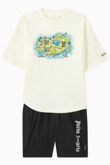 Map-print T-shirt in Cotton