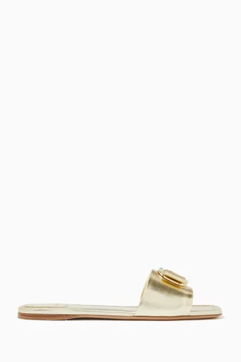 Vara Slides in Metallic Leather