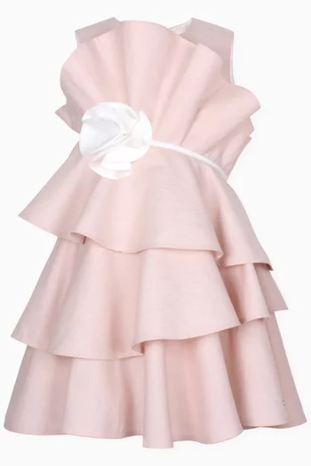 فستان كشكش مزيج قطن