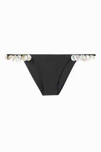 Cici Bikini Briefs in Shell-embellished Nylon
