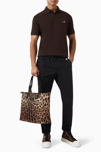 Leopard Shopper Tote Bag in Nylon