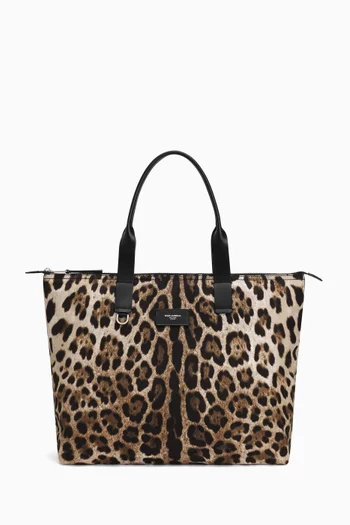 Leopard Shopper Tote Bag in Nylon