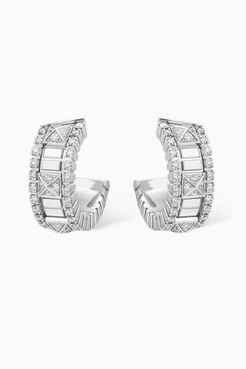 Life Full Diamond Mini Hoop Earrings in 18kt White Gold