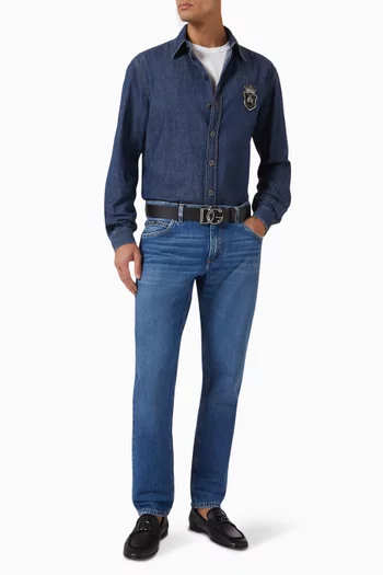 Heraldic Emblem Shirt in Denim