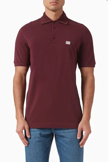 Logo Plaque Polo Shirt in Cotton