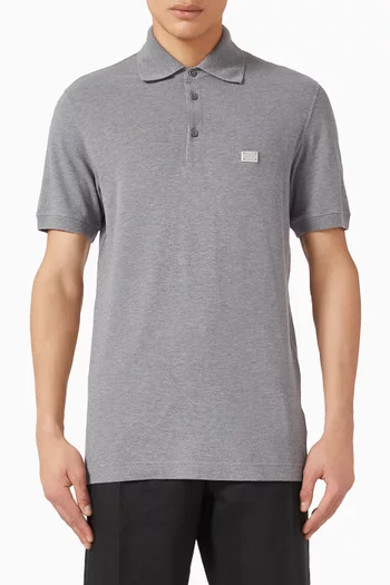 Logo Plaque Polo Shirt in Cotton