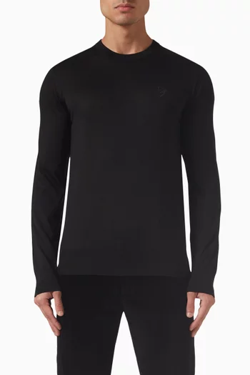 Logo Embroidered Sweater in Silk Knit