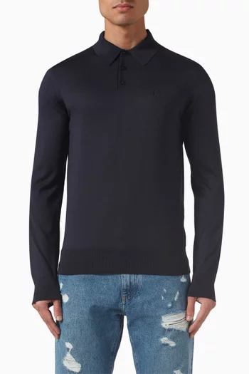 Logo Embroidered Polo Sweater in Silk Knit