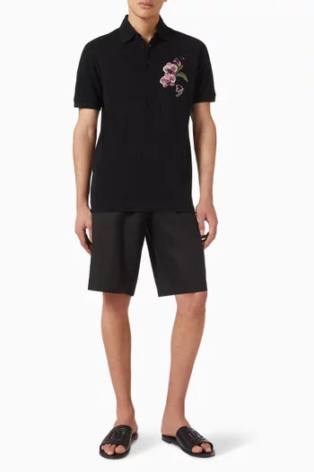 Logo Embroidered Shorts in Linen