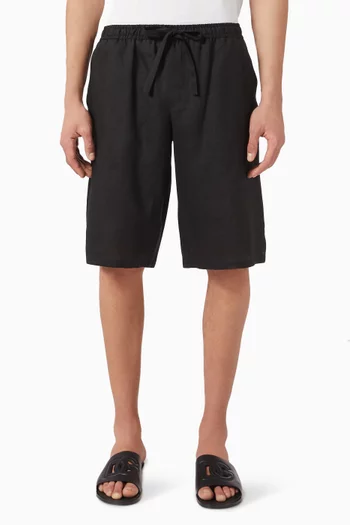 Logo Embroidered Shorts in Linen