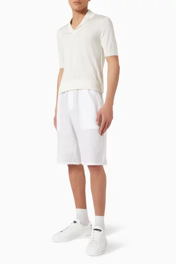 Logo Embroidered Shorts in Linen