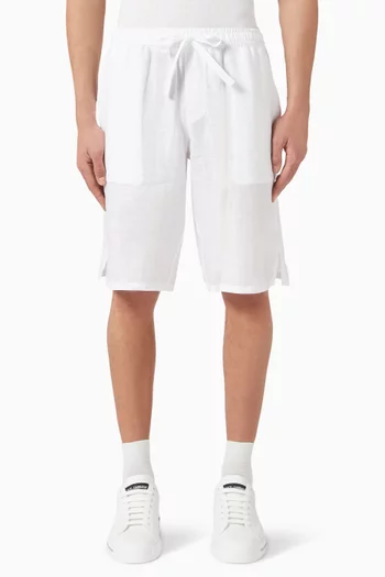 Logo Embroidered Shorts in Linen
