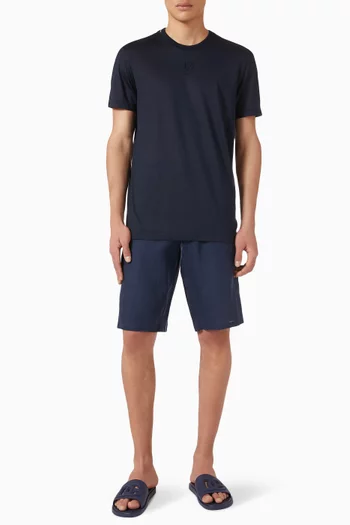 Logo Embroidered Shorts in Linen