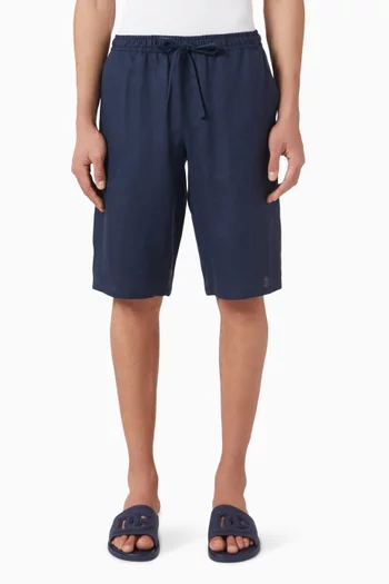 Logo Embroidered Shorts in Linen