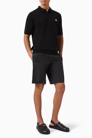 Long Logo Plaque Swim Shorts in Nylon