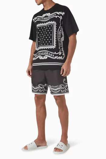 Bandanna Print Mid-length Swim Shorts