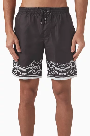Bandanna Print Mid-length Swim Shorts
