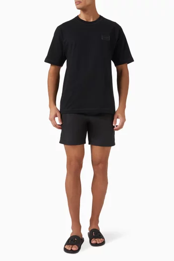 Mid-length Logo Plaque Swim Shorts in Nylon