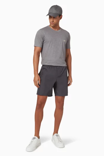 Mid-length Logo Plaque Swim Shorts in Nylon