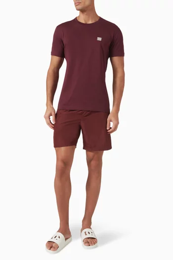 Mid-length Logo Plaque Swim Shorts in Nylon
