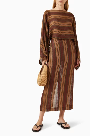 Sana Pencil Maxi Skirt in Woven Mesh
