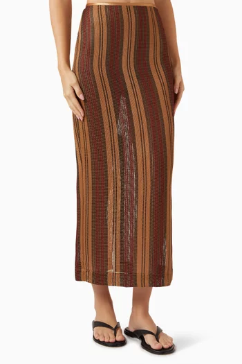 Sana Pencil Maxi Skirt in Woven Mesh