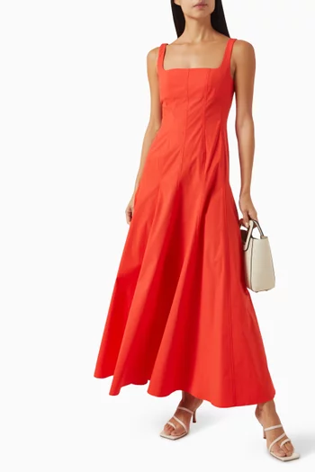 Avila Panelled Maxi Dress in Stretch Cotton Poplin