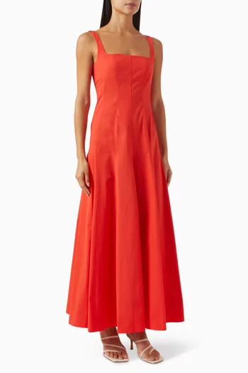 Avila Panelled Maxi Dress in Stretch Cotton Poplin