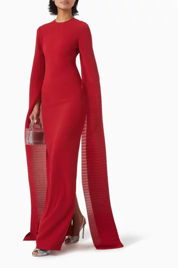 Naomi Cape-sleeve Maxi Dress