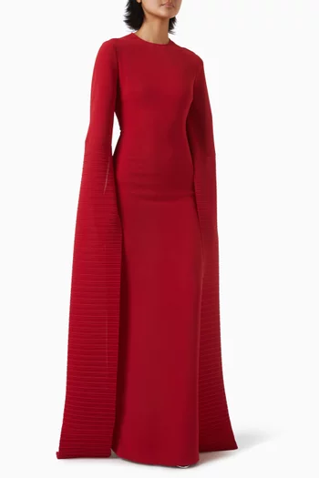 Naomi Cape-sleeve Maxi Dress