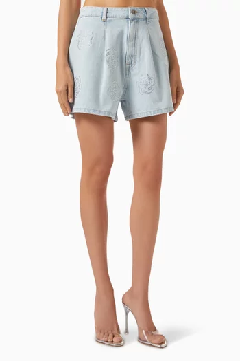 Studded Shorts in Denim