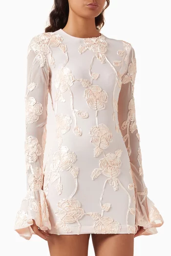 Flower Mini Dress in Mesh